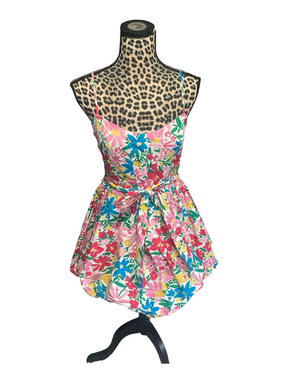 B. Smart Pink Floral Fit-and-Flare Sundress with Blue & Green Accents